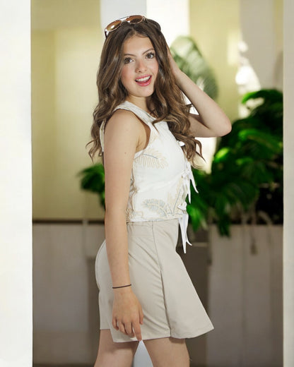 TOP FLOR LINO BORDADO