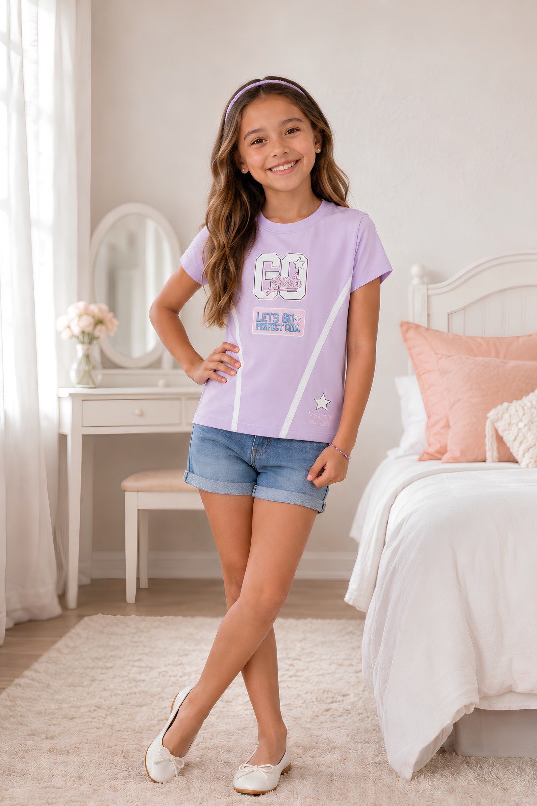CAMISETA PARA NIÑA - LISS SESGOS LILA