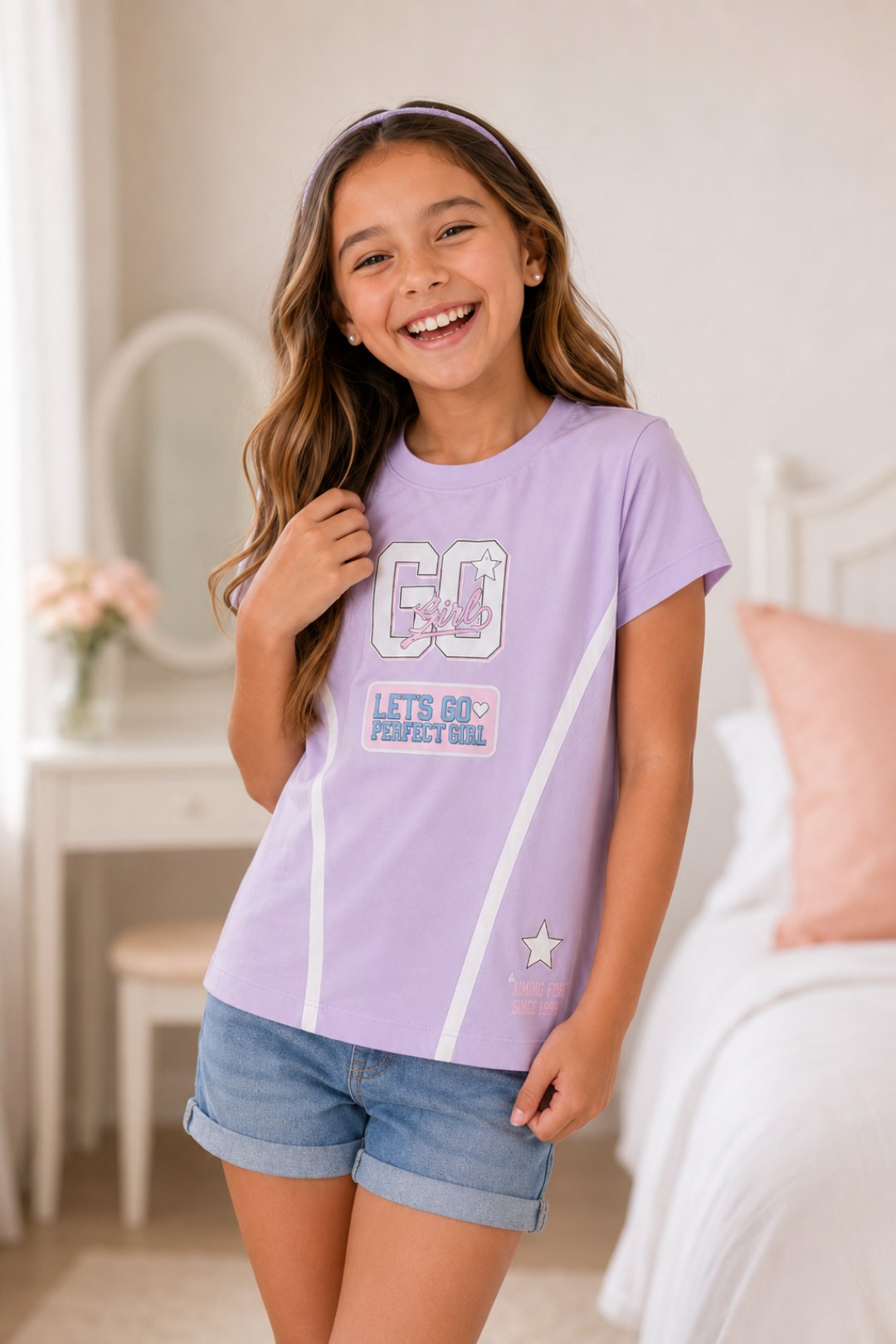 CAMISETA PARA NIÑA - LISS SESGOS LILA