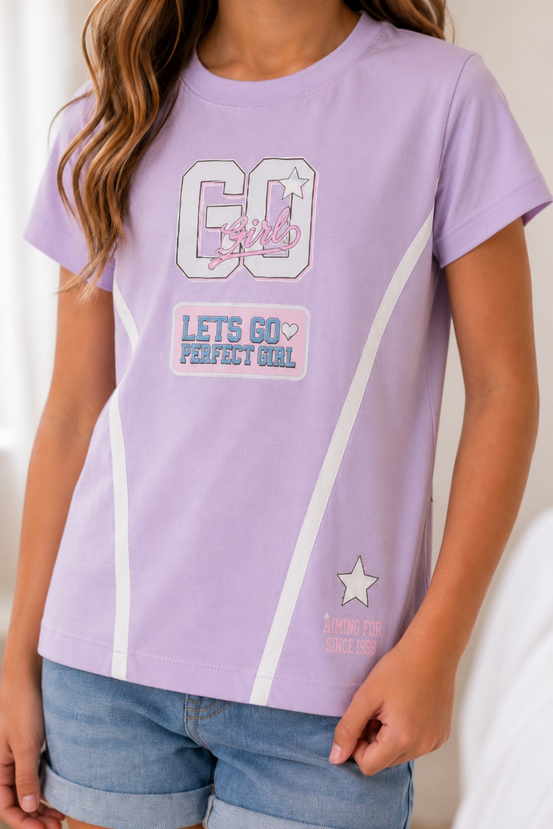 CAMISETA PARA NIÑA - LISS SESGOS LILA