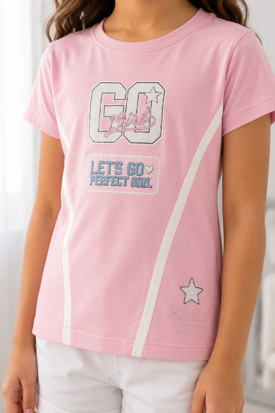 CAMISETA PARA NIÑA - LISS SESGOS ROSADA
