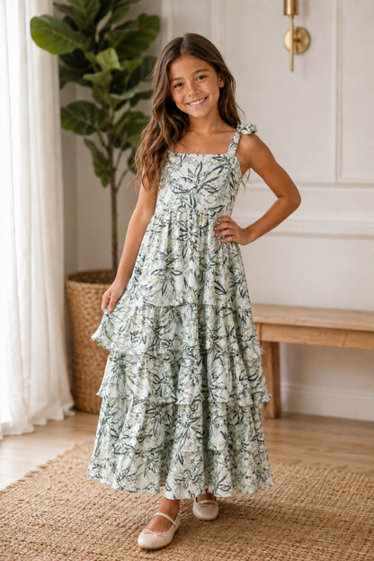 VESTIDO LARGO PARA NIÑA - 8 GOLAS VERDE