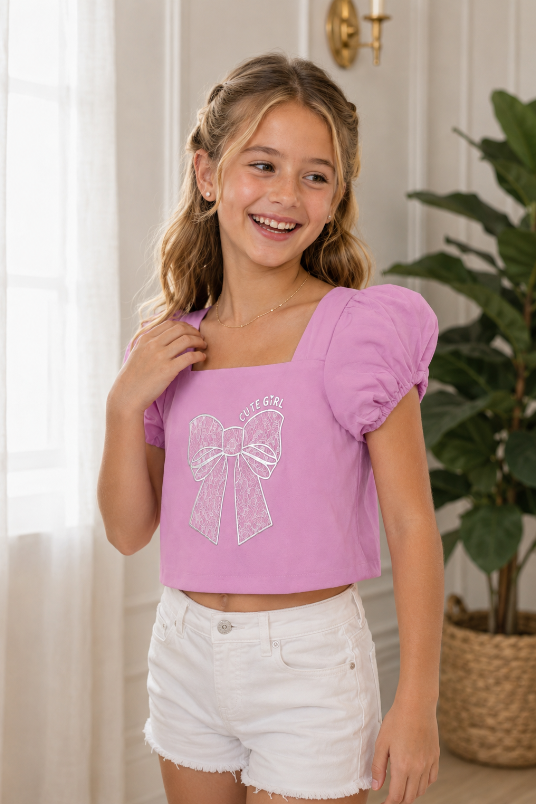 BLUSA PARA NIÑA - CORBATA EMILY Rosado