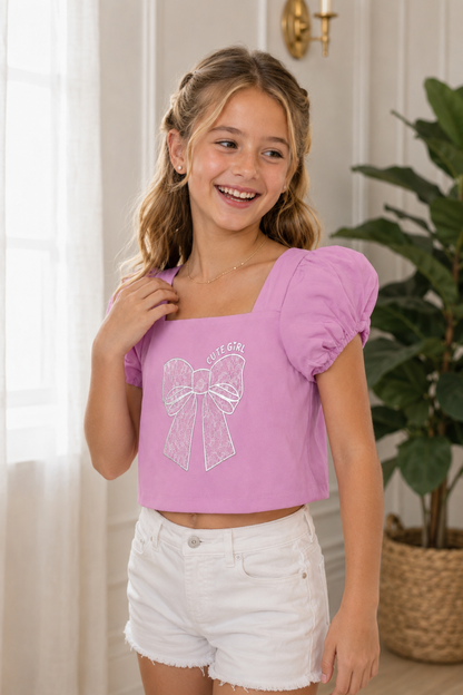 BLUSA PARA NIÑA - CORBATA EMILY Rosado