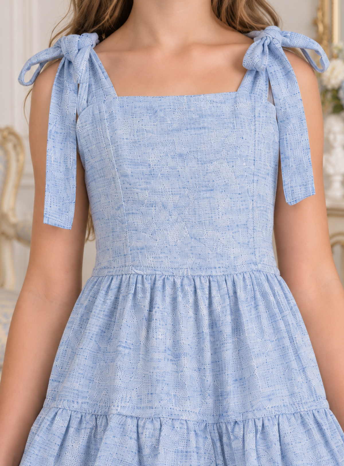 MAXI VESTIDO PARA NIÑA - RUFFLED AZUL