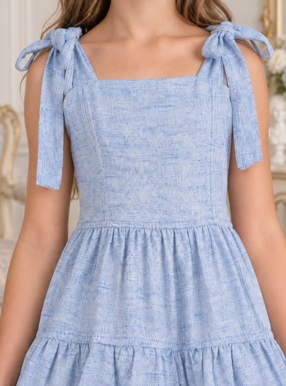 MAXI VESTIDO PARA NIÑA - RUFFLED AZUL