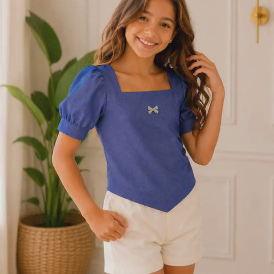 BLUSA PARA NIÑA - LINA AZUL ÍNDIGO