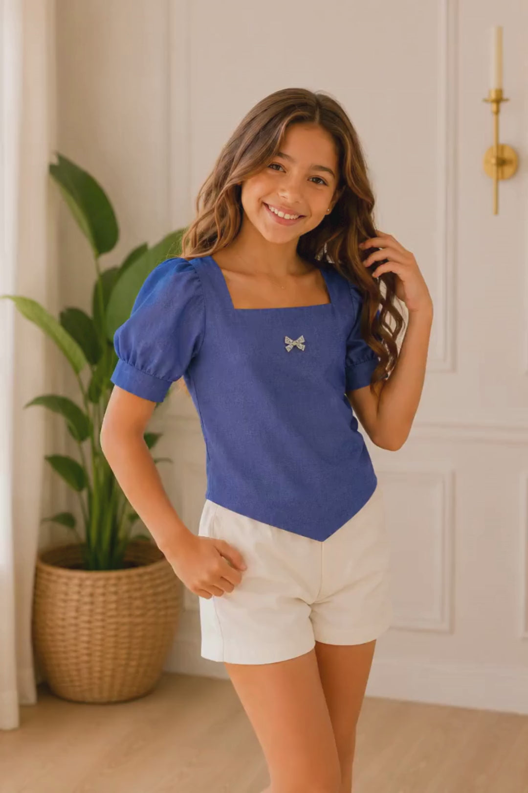 BLUSA PARA NIÑA - LINA AZUL ÍNDIGO