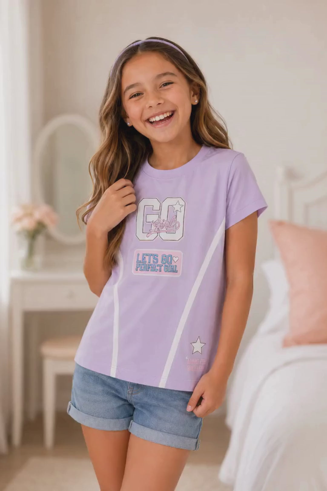 CAMISETA PARA NIÑA - LISS SESGOS LILA