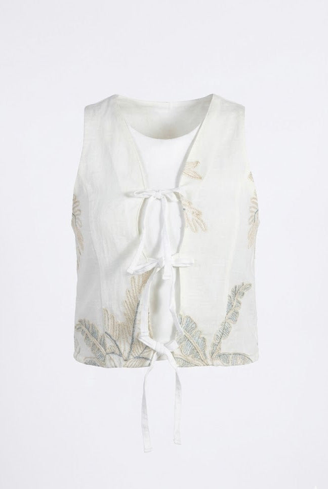 TOP FLOR LINO BORDADO