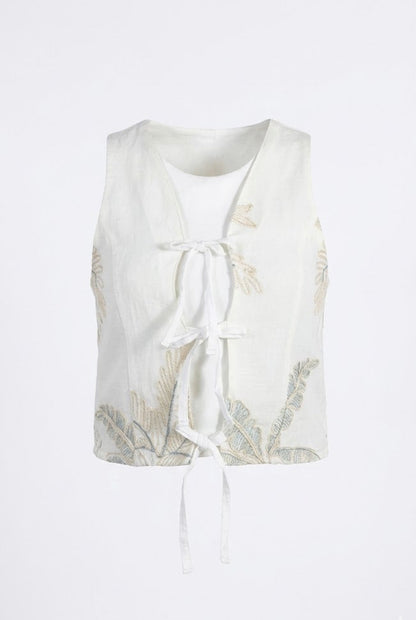 TOP FLOR LINO BORDADO